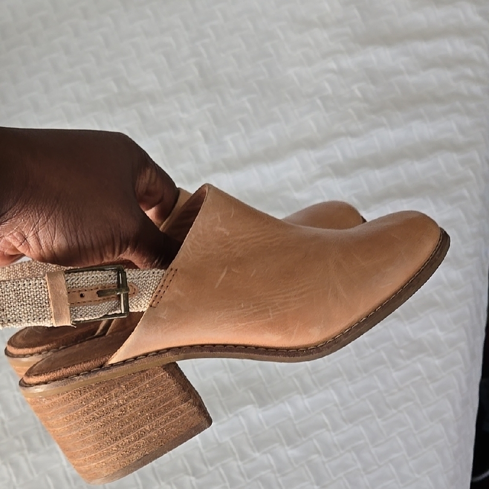 Toms Tan Leather Women's Slingback Mules Size 7
